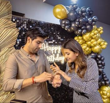 Anjali gifts a watch to BF Akash on his birthday