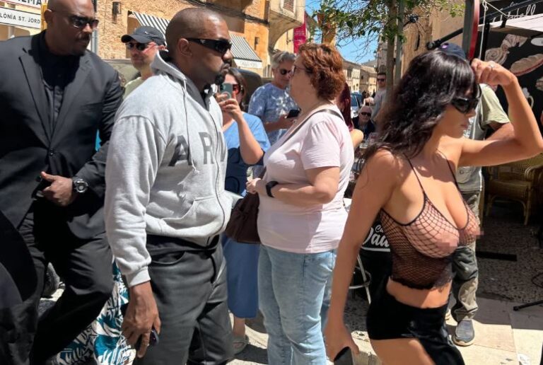 Bianca Censori Net top without Bra Raised the heat again holding Ice Cream in Hand