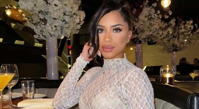 Amaya Espinal at restaurant enjoying her time